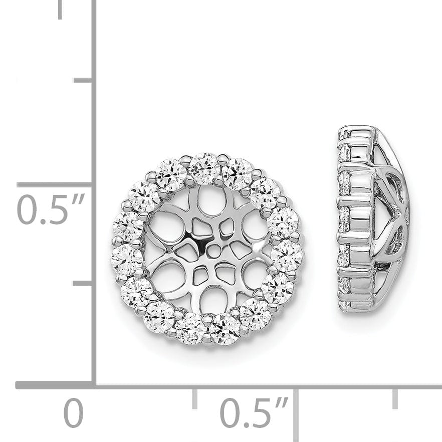 14k White Gold 1.05 CT Diamond Circle Cluster Design Earring Jackets
