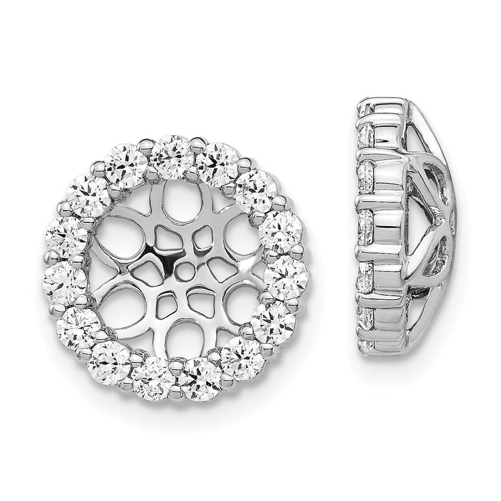 14k White Gold 1.05 CT Diamond Circle Cluster Design Earring Jackets