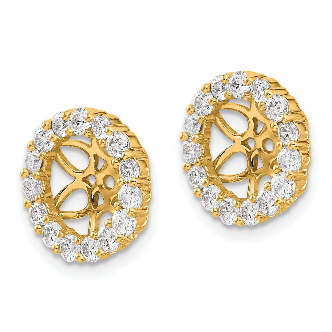 14k Yellow Gold 1.05 CT Diamond Cluster Circle Earring Jackets