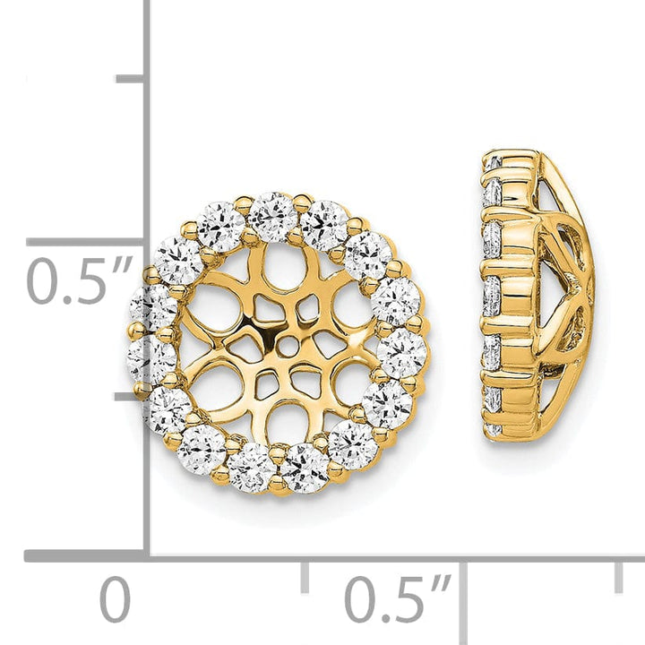 14k Yellow Gold 1.05 CT Diamond Cluster Circle Earring Jackets