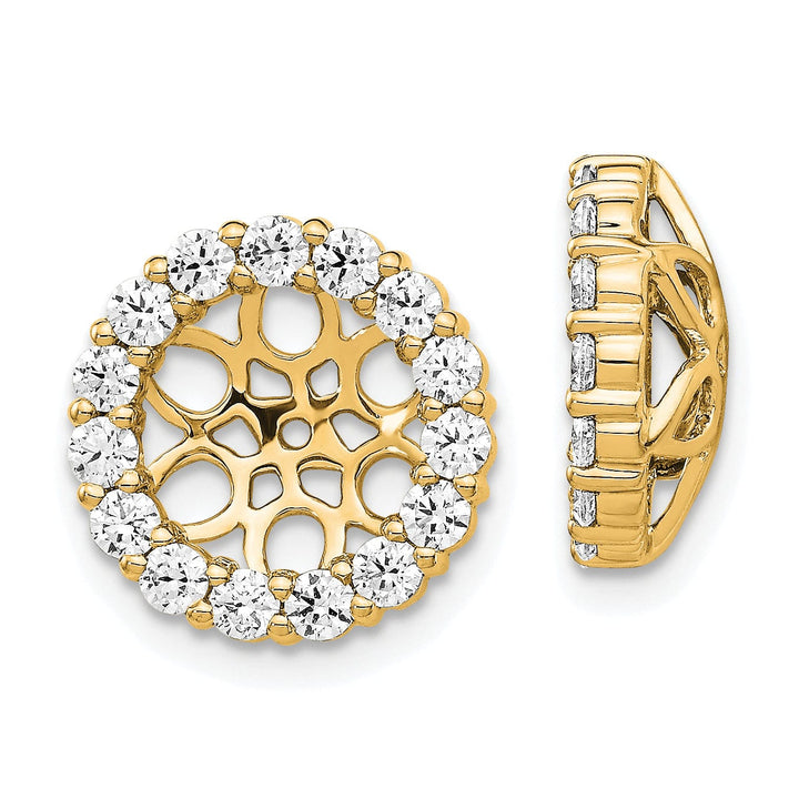 14k Yellow Gold 1.05 CT Diamond Cluster Circle Earring Jackets