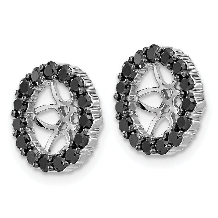 14k White Gold 1.05 CT Black Diamond Circle Cluster Earring Jackets
