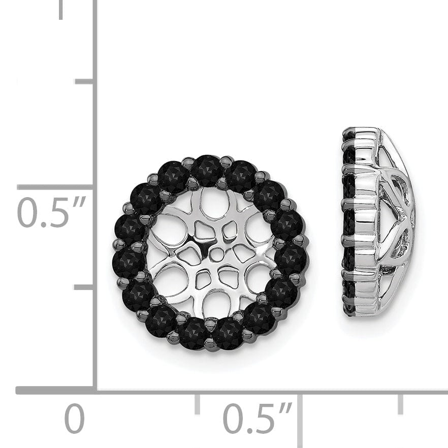 14k White Gold 1.05 CT Black Diamond Circle Cluster Earring Jackets