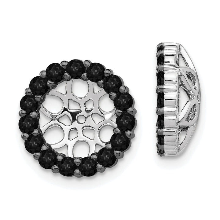 14k White Gold 1.05 CT Black Diamond Circle Cluster Earring Jackets