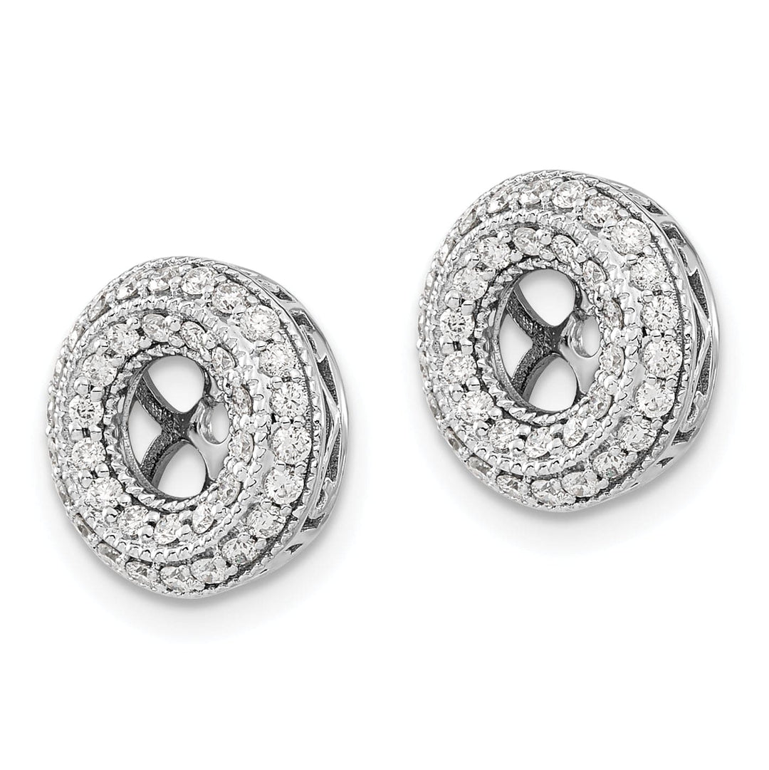14k White Gold 1/2 CT Diamond Double Circle Earring Jackets