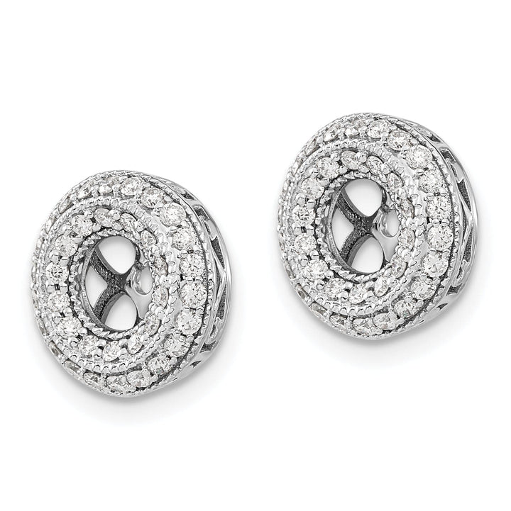 14k White Gold 1/2 CT Diamond Double Circle Earring Jackets