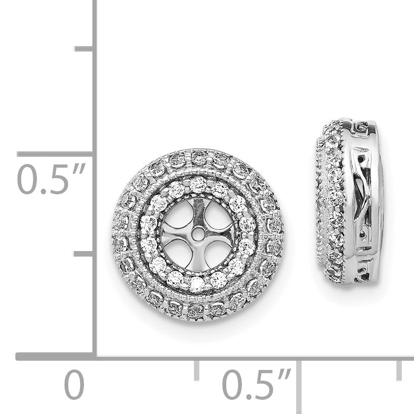 14k White Gold 1/2 CT Diamond Double Circle Earring Jackets