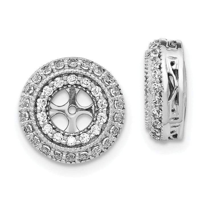 14k White Gold 1/2 CT Diamond Double Circle Earring Jackets
