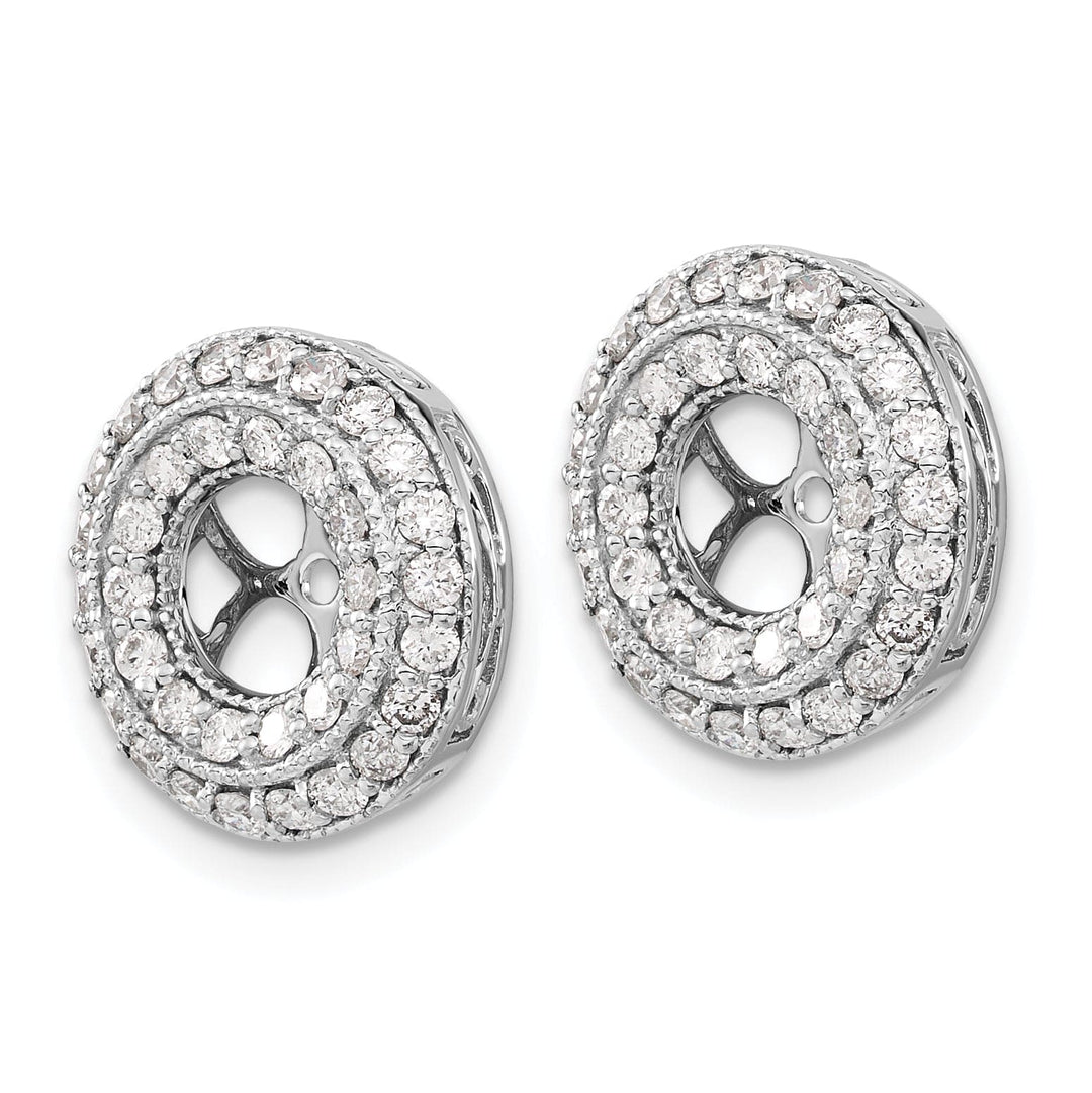 14k White Gold 1 CT Diamond Double Circle Earring Jackets