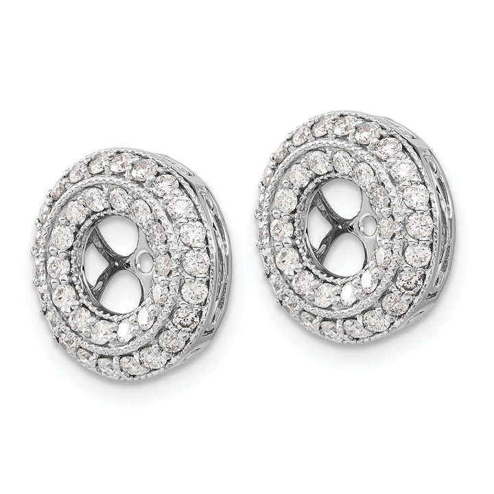 14k White Gold 1 CT Diamond Double Circle Earring Jackets