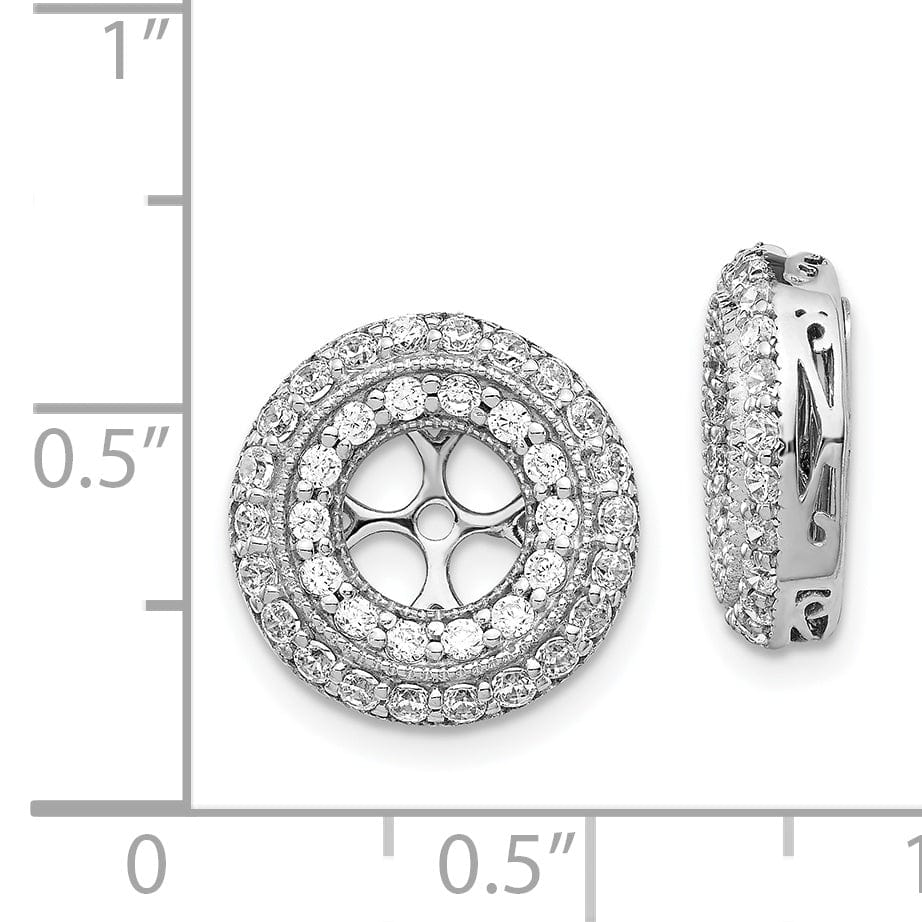 14k White Gold 1 CT Diamond Double Circle Earring Jackets