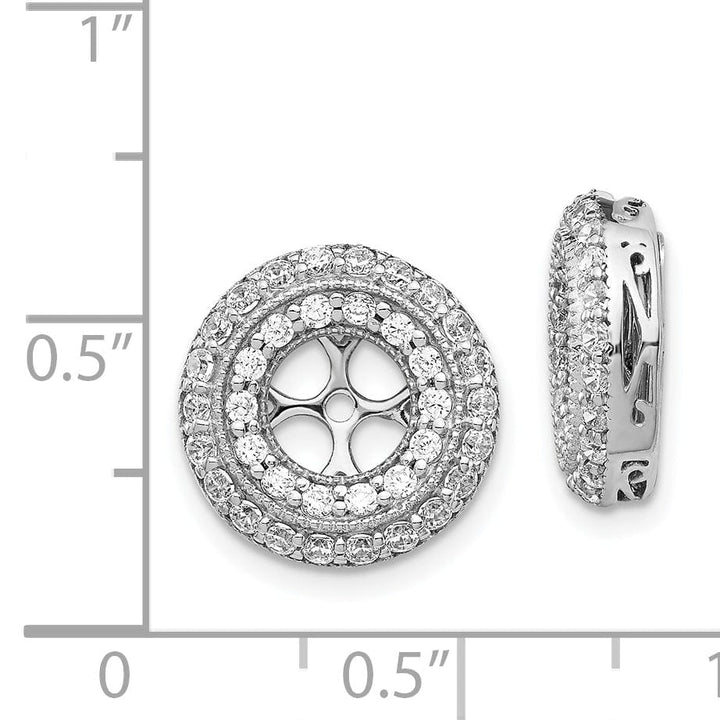 14k White Gold 1 CT Diamond Double Circle Earring Jackets