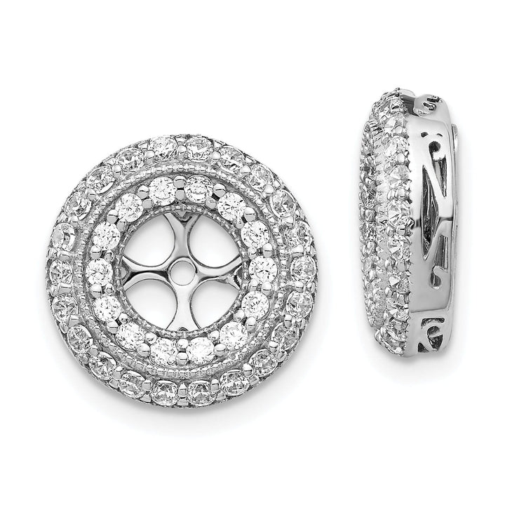 14k White Gold 1 CT Diamond Double Circle Earring Jackets