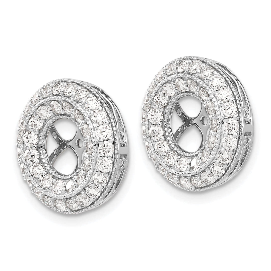 14k White Gold 1.5 CT Diamond Double Circle Earring Jackets