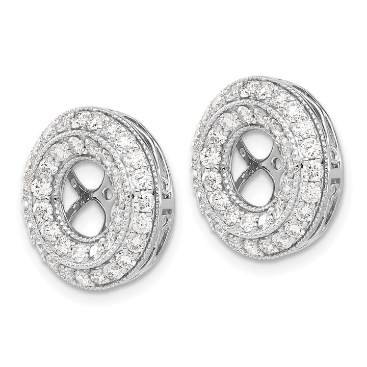 14k White Gold 1.5 CT Diamond Double Circle Earring Jackets