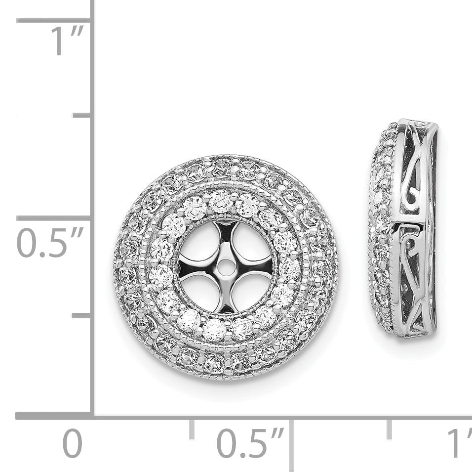 14k White Gold 1.5 CT Diamond Double Circle Earring Jackets