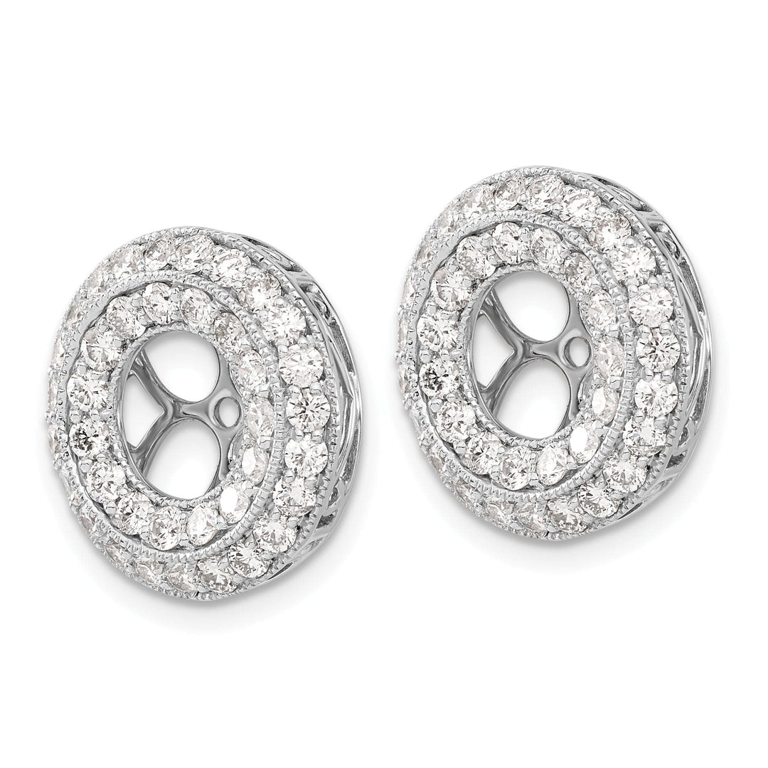 14k White Gold 2 CT Diamond Double Circle Earring Jackets