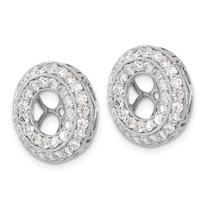14k White Gold 2 CT Diamond Double Circle Earring Jackets