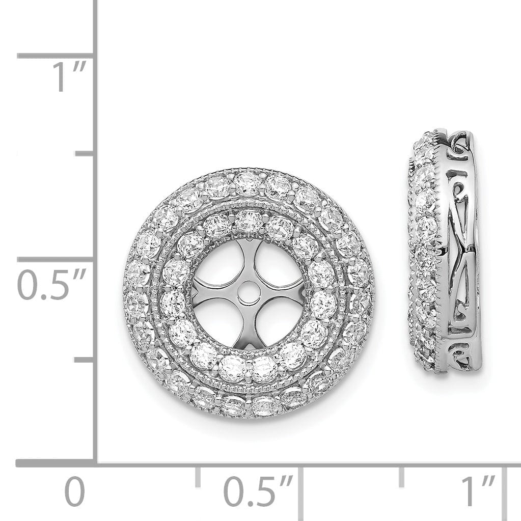 14k White Gold 2 CT Diamond Double Circle Earring Jackets