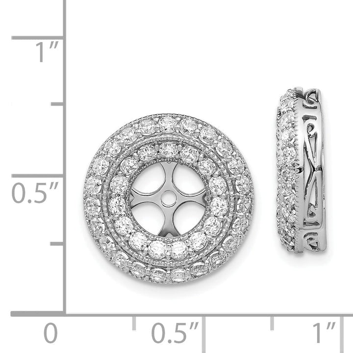 14k White Gold 2 CT Diamond Double Circle Earring Jackets