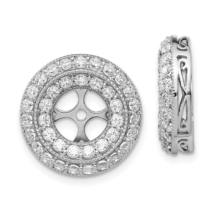 14k White Gold 2 CT Diamond Double Circle Earring Jackets