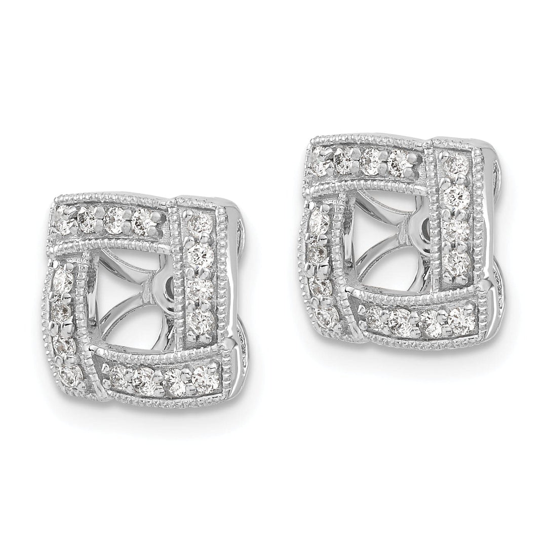 14k White Gold 1/3 CT Diamond Square Earring Jackets
