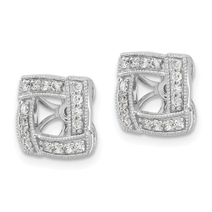 14k White Gold 1/3 CT Diamond Square Earring Jackets