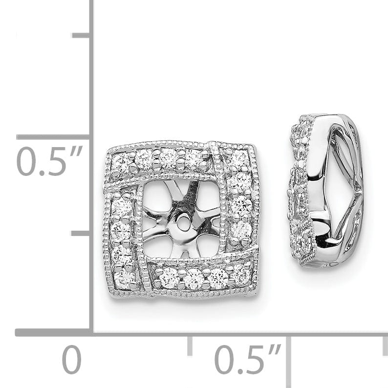 14k White Gold 1/3 CT Diamond Square Earring Jackets