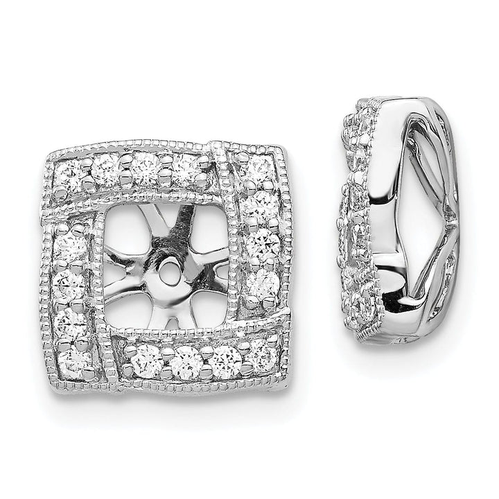 14k White Gold 1/3 CT Diamond Square Earring Jackets