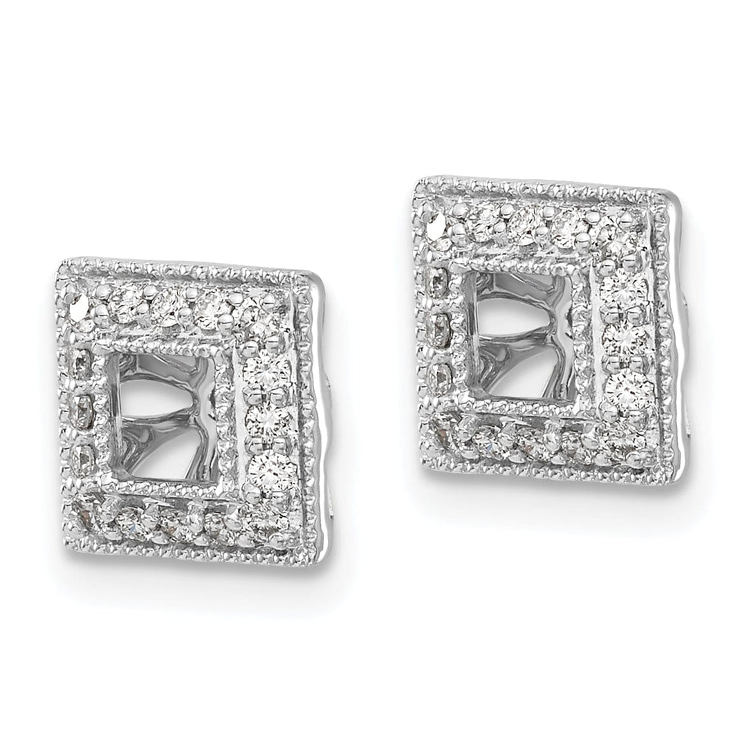 14k White Gold 1/4 CT Diamond Square Shape Earring Jackets