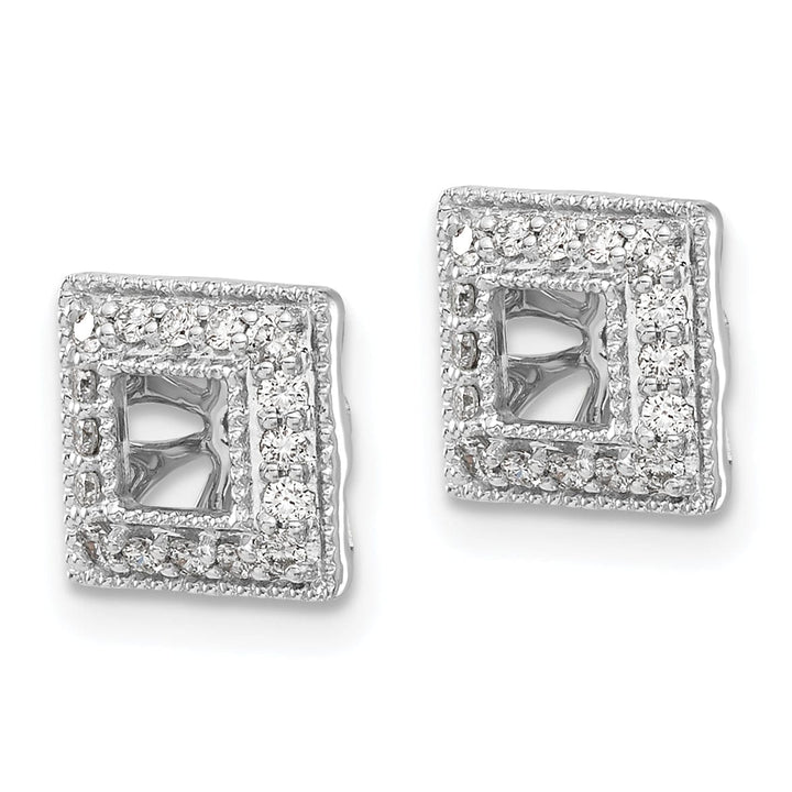 14k White Gold 1/4 CT Diamond Square Shape Earring Jackets