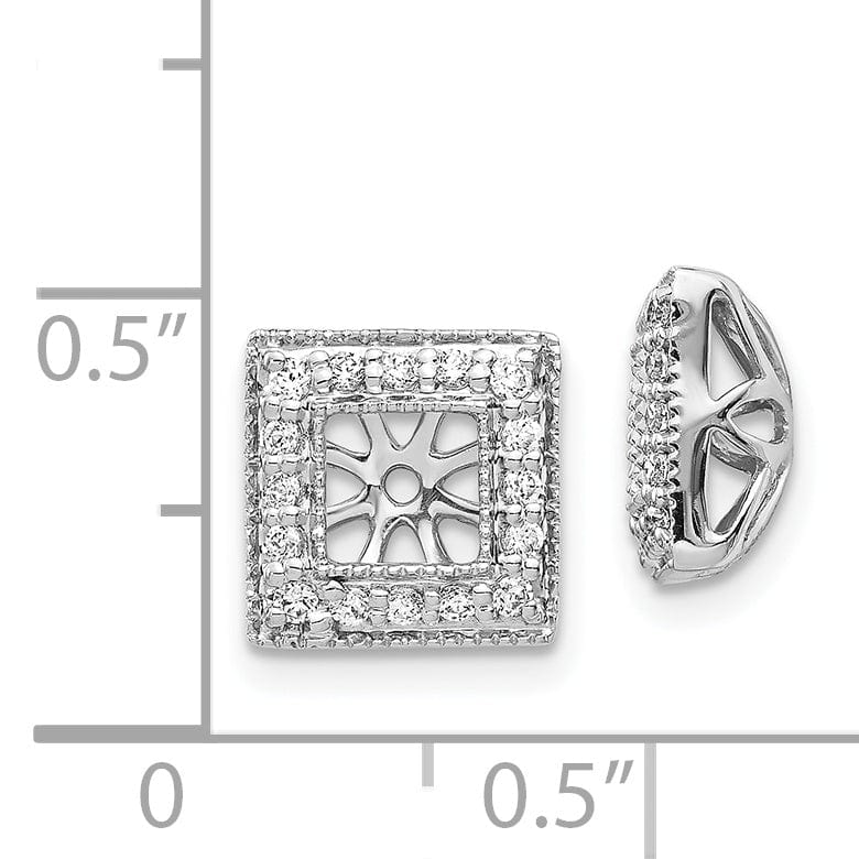 14k White Gold 1/4 CT Diamond Square Shape Earring Jackets