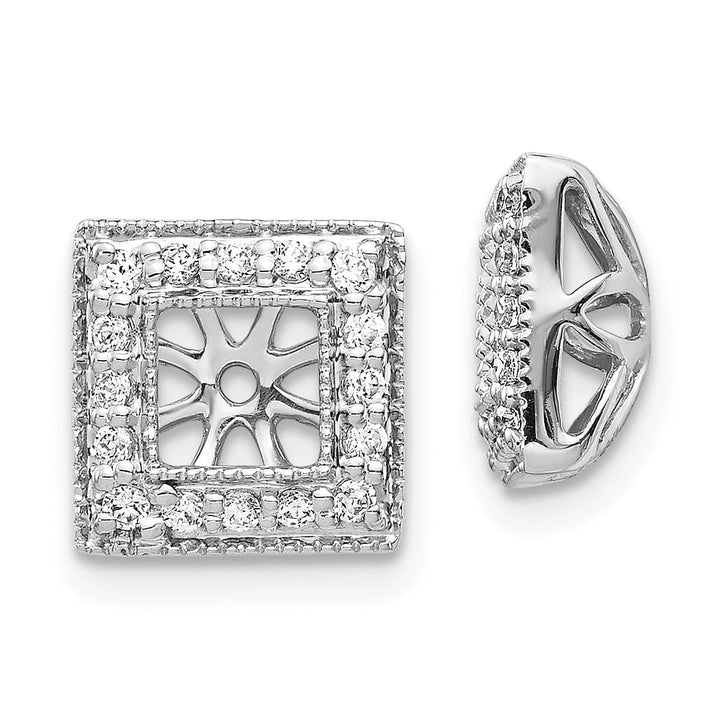14k White Gold 1/4 CT Diamond Square Shape Earring Jackets