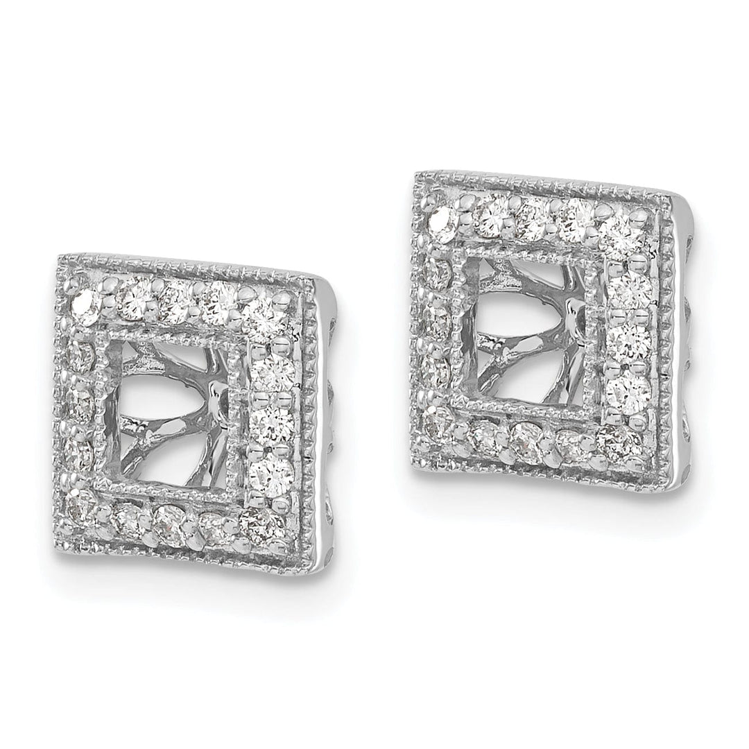 14k White Gold 1/3 CT Diamond Square Earring Jackets