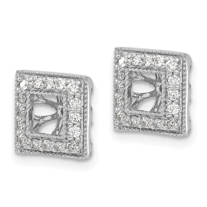 14k White Gold 1/3 CT Diamond Square Earring Jackets