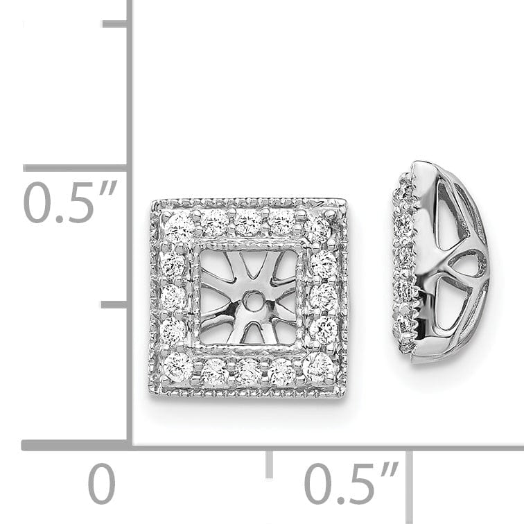 14k White Gold 1/3 CT Diamond Square Earring Jackets
