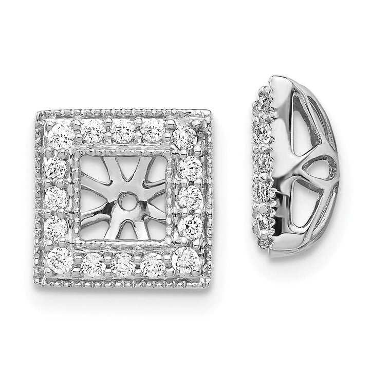 14k White Gold 1/3 CT Diamond Square Earring Jackets