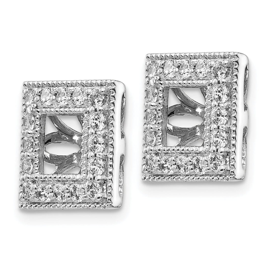 14k White Gold 1/2 CT Diamond Square Earring Jackets