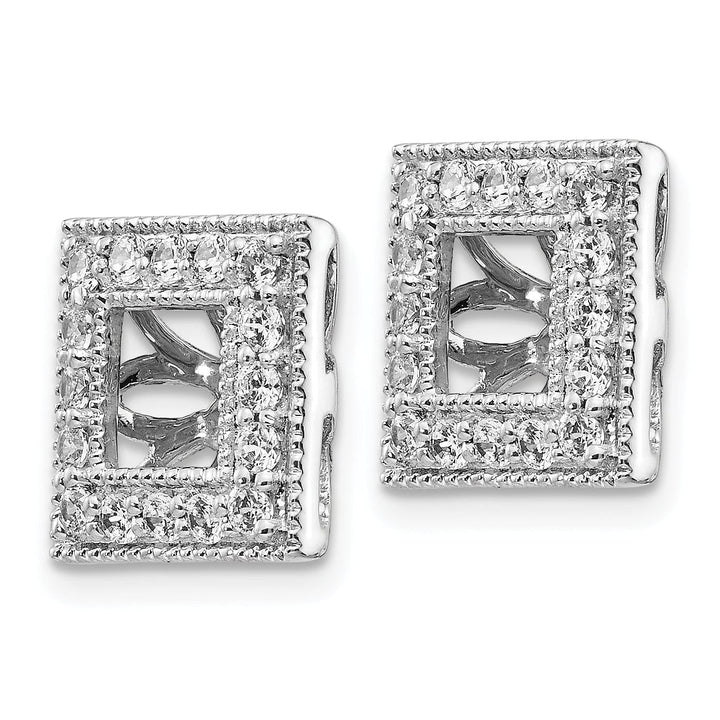14k White Gold 1/2 CT Diamond Square Earring Jackets