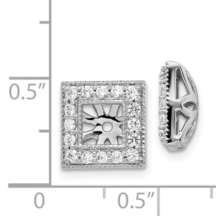 14k White Gold 1/2 CT Diamond Square Earring Jackets