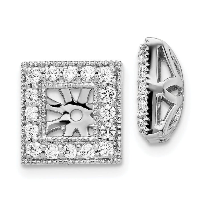 14k White Gold 1/2 CT Diamond Square Earring Jackets