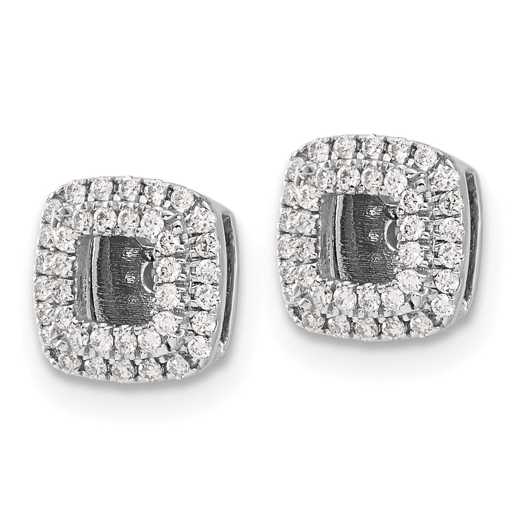 14k White Gold 1/4 CT Diamond Square Design Earring Jackets