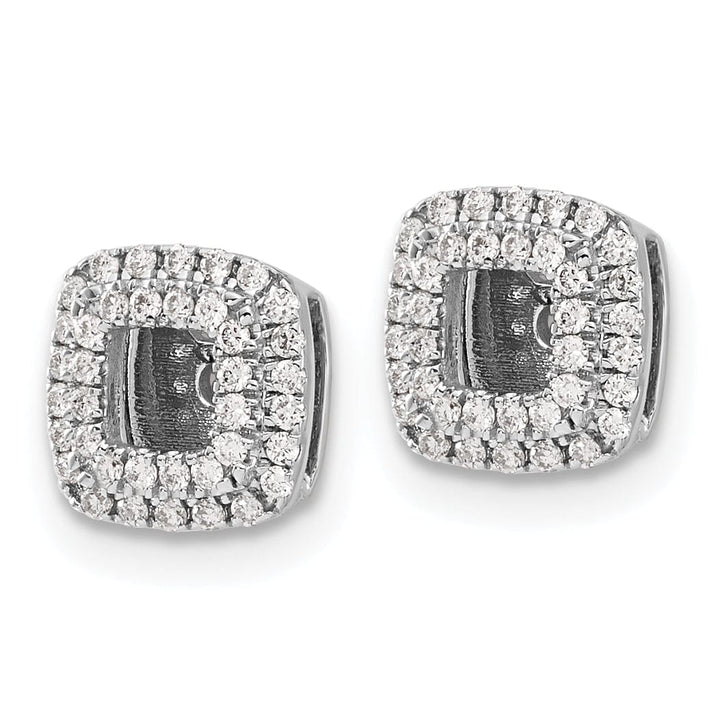 14k White Gold 1/4 CT Diamond Square Design Earring Jackets