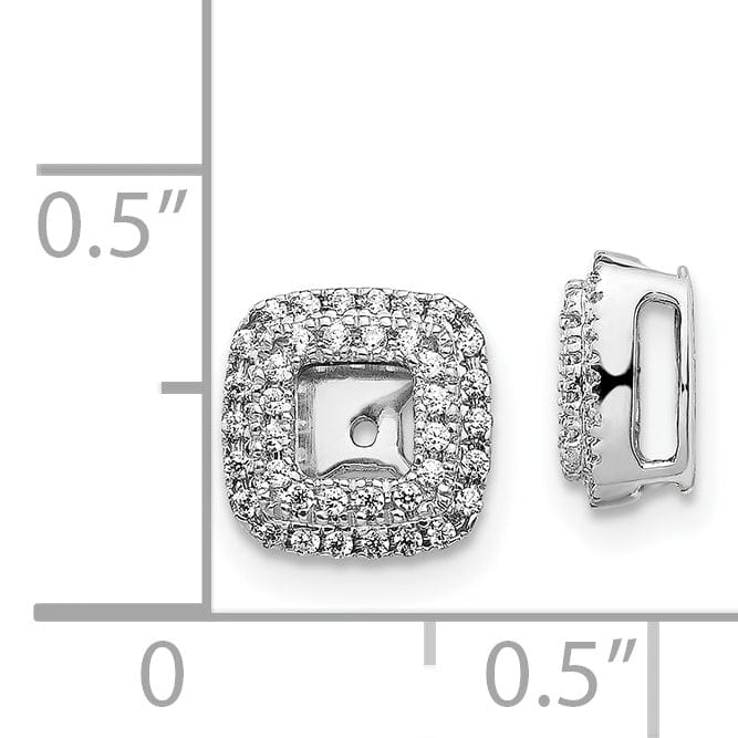 14k White Gold 1/4 CT Diamond Square Design Earring Jackets