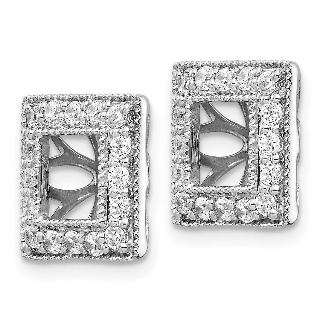 14k White Gold 1/2 CT Diamond Square Earring Jackets