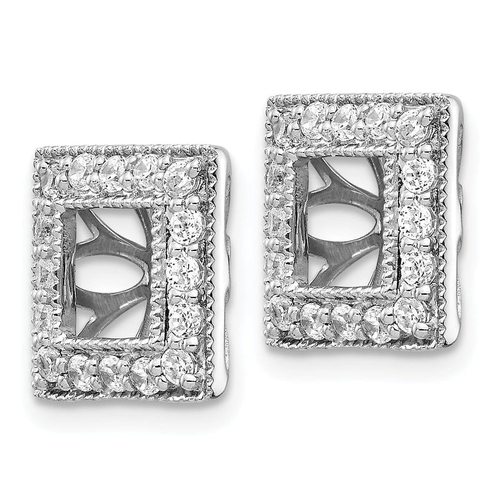 14k White Gold 1/2 CT Diamond Square Earring Jackets