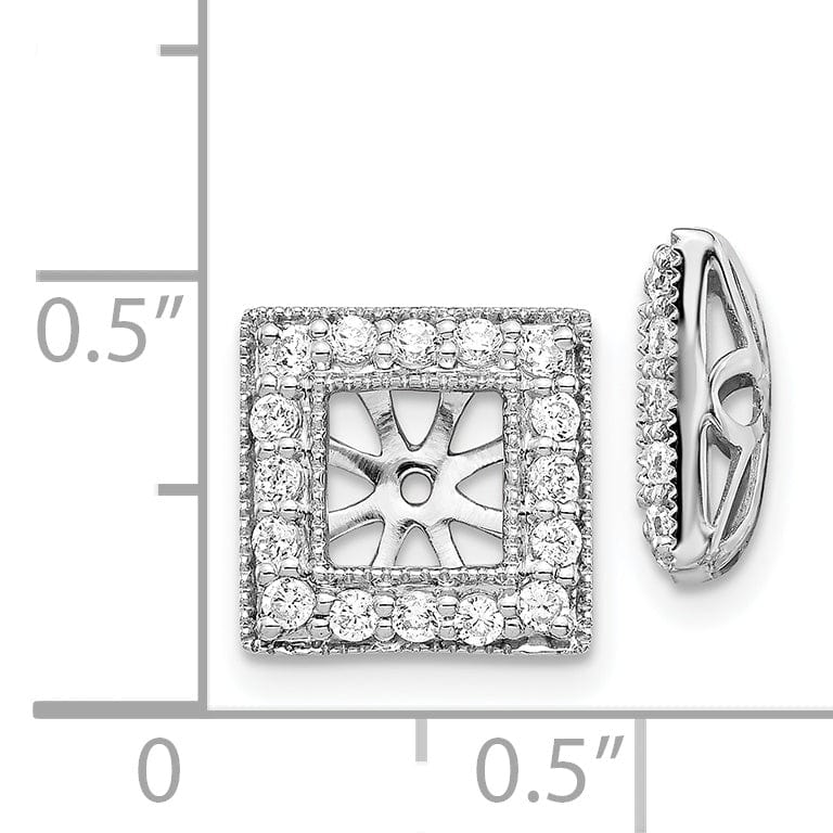 14k White Gold 1/2 CT Diamond Square Earring Jackets