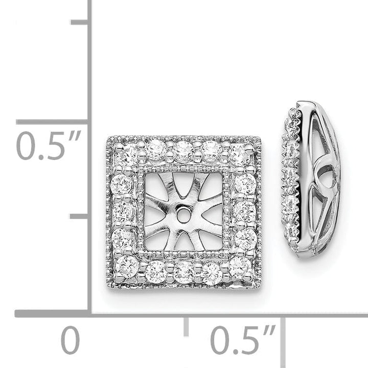 14k White Gold 1/2 CT Diamond Square Earring Jackets