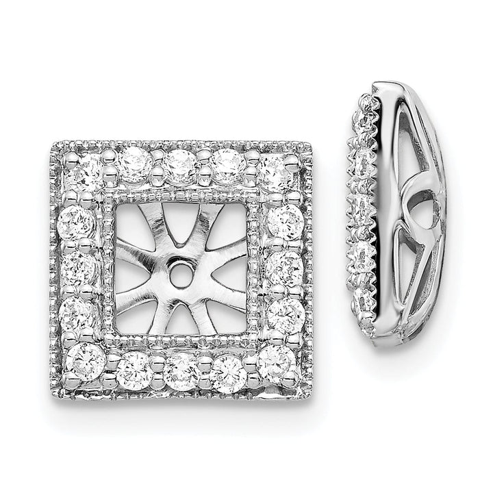 14k White Gold 1/2 CT Diamond Square Earring Jackets
