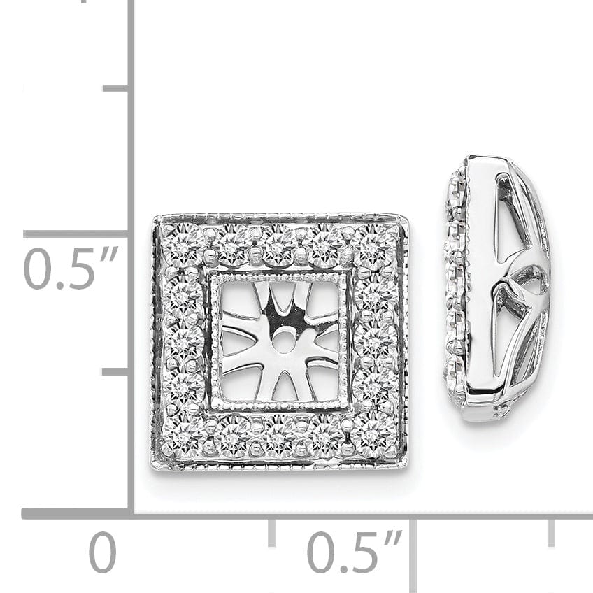 14k White Gold 7/8 CT Diamond Square Earring Jackets